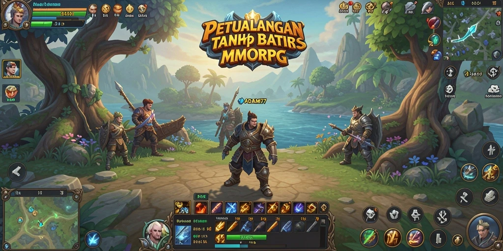 Tangkapan layar utama dari gameplay ADAM77 yang menunjukkan aksi petualangan fantastis.