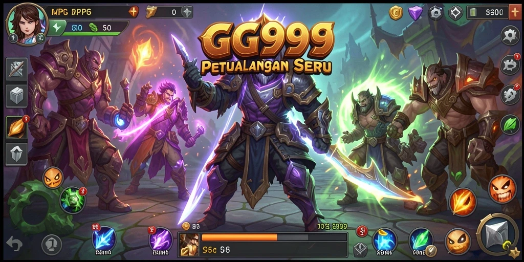 Screenshot gameplay GG999 menampilkan aksi seru dalam pertempuran ARPG.