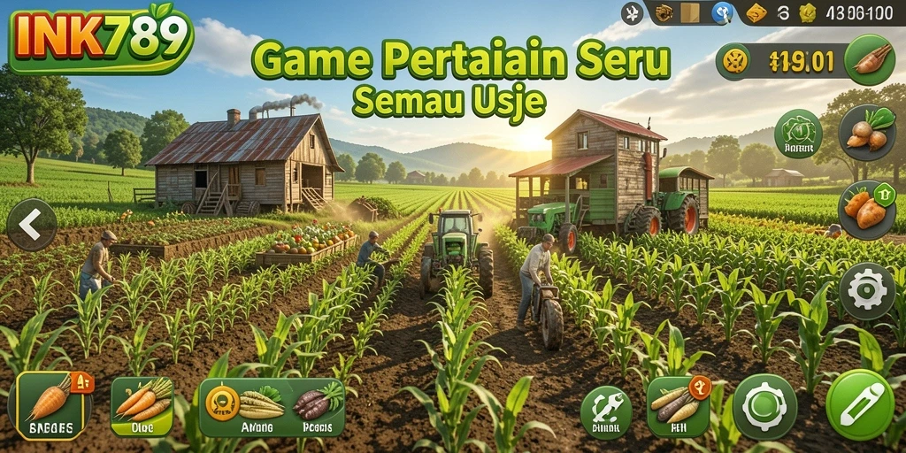 Tampilan gameplay INK789 dengan aktivitas pertanian yang seru.