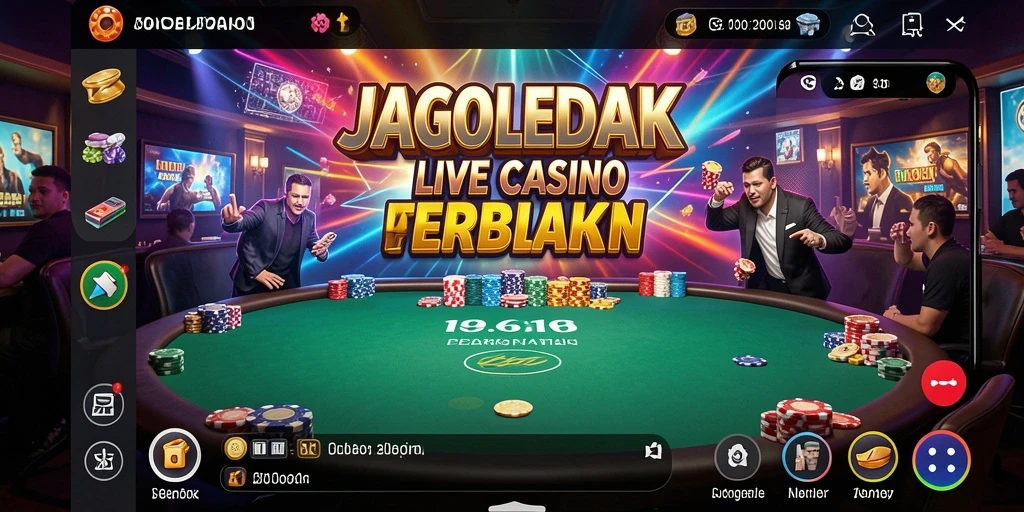 Tampilan gameplay JAGOLEDAK dengan dealer langsung dan suasana kasino nyata.