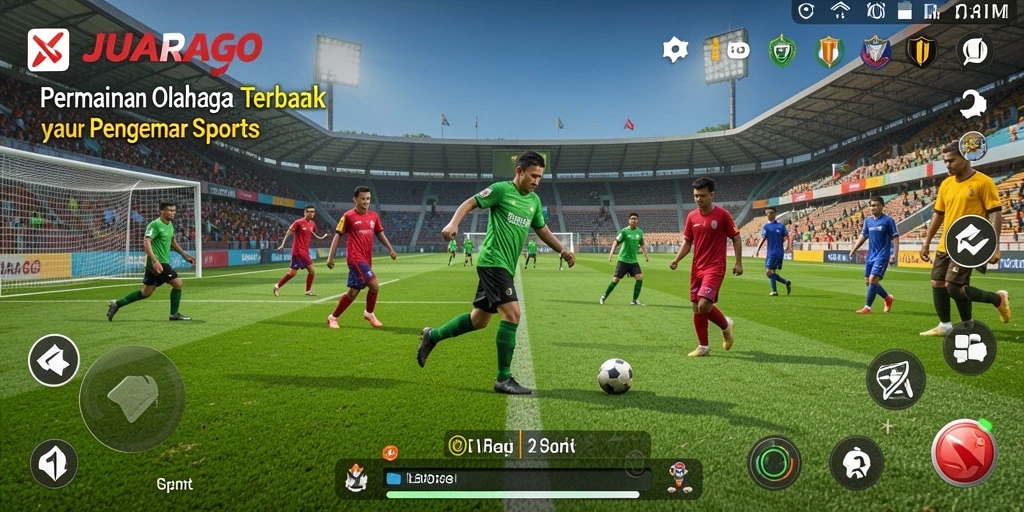 Screenshot menunjukkan gameplay menarik dari JUARAGO dengan aksi olahraga seru.
