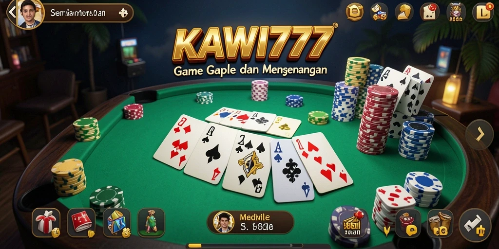 Screenshot gameplay Gaple KAWI777 yang penuh aksi.