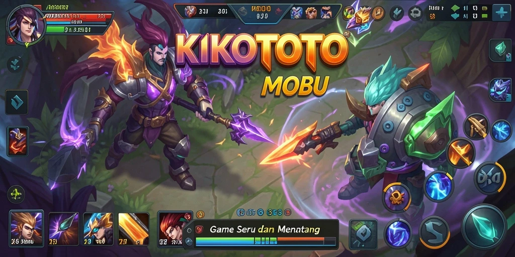 Tangkapan layar gameplay KIKOTOTO yang menampilkan pertarungan seru antar tim.