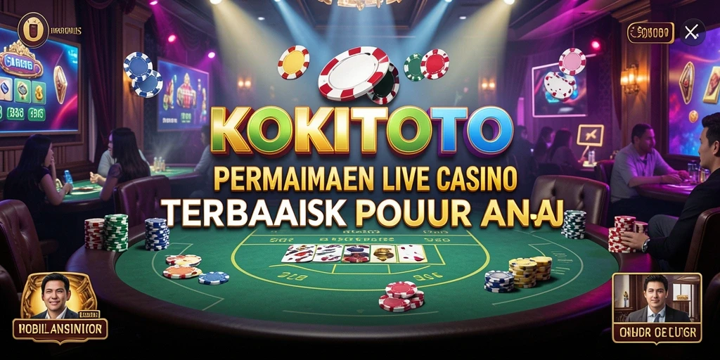 Screenshot gameplay KOKITOTO yang menunjukkan dealer profesional dan tabel permainan.