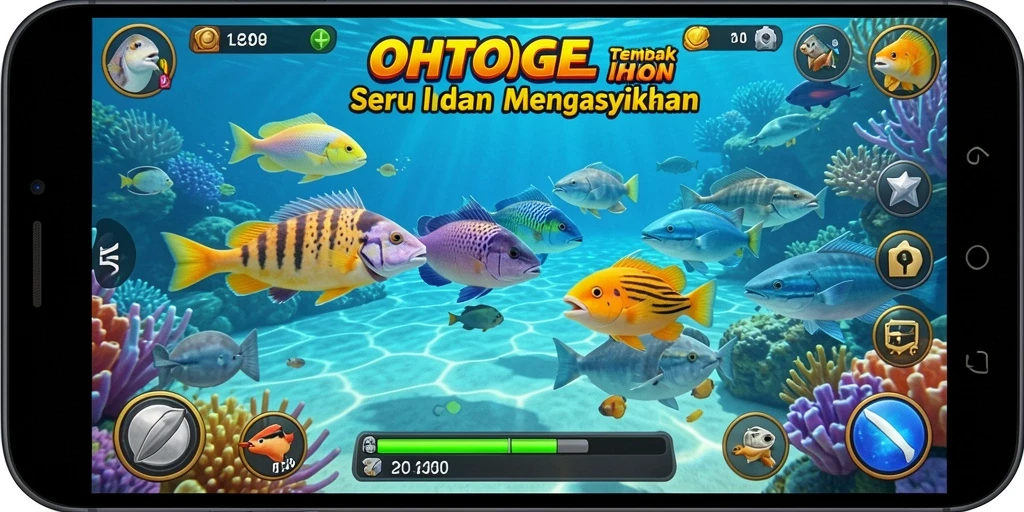 Screenshot gameplay OHTOGEL menampilkan momen menembak ikan yang seru.
