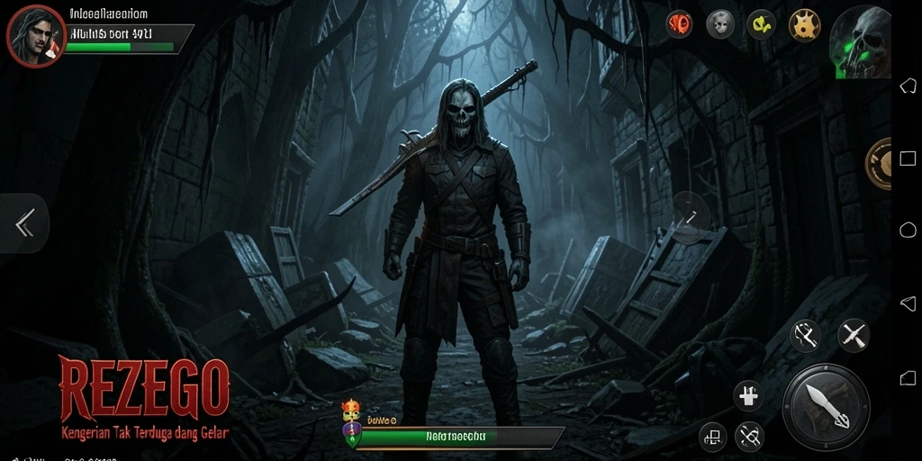 Tampilan gameplay <strong>REZEGO</strong> yang menghantui dan penuh ketegangan.