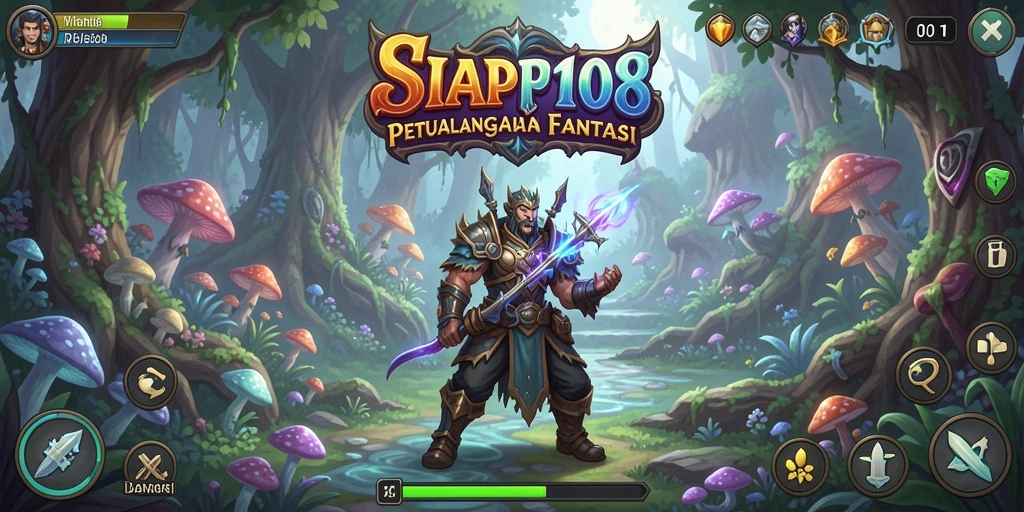 Screenshot gameplay SIAP108 menampilkan karakter menjelajahi dunia fantasi yang kaya.
