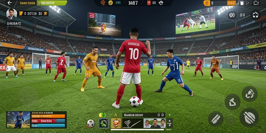Screenshot gameplay SR877 menampilkan pertandingan olahraga yang seru.